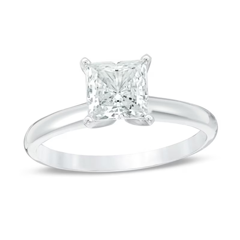 1 CT. Princess-Cut Diamond Solitaire Engagement Ring – 14K White Gold Sz 7